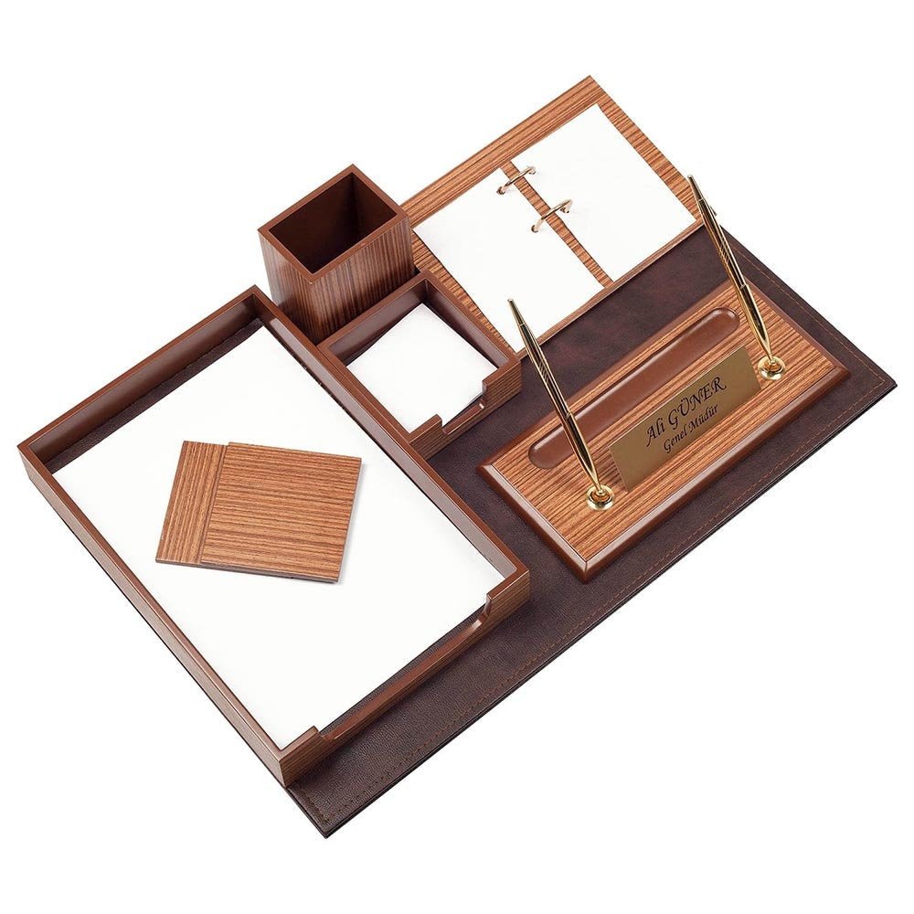 MOOG Zebrona Leather Desk Organizer Set - 11 PCS - themonogram manor 