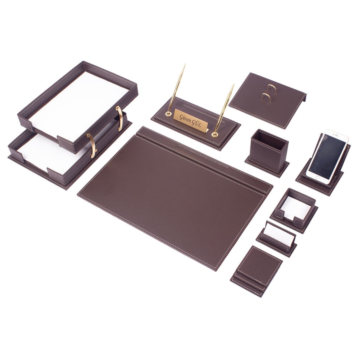 MOOG Luxury Desk Set - Double Document Tray - White - 13 PCS - themonogram manor 