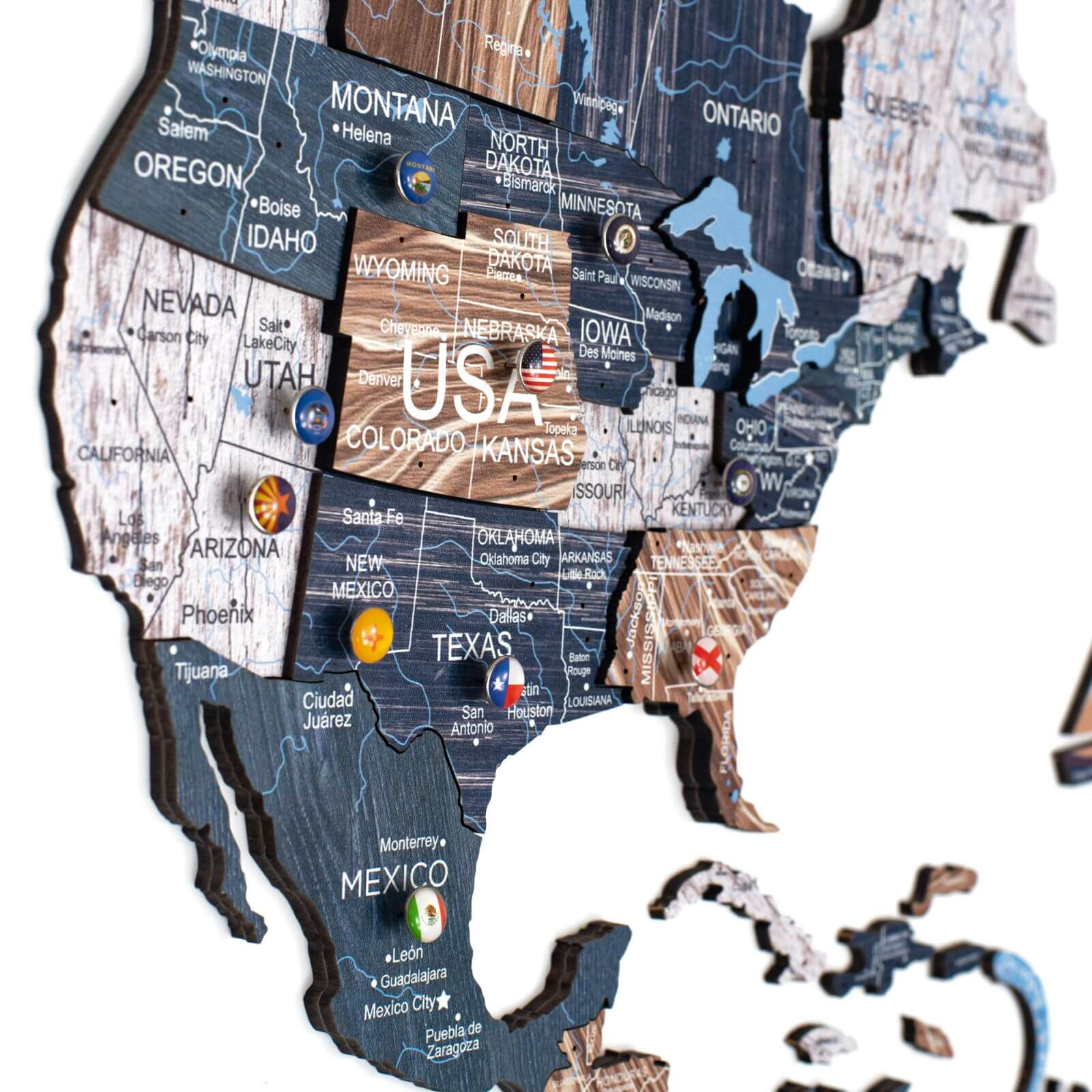 3D Luminous/Magnetic Colored Wooden World Map Mystery - themonogram manor 