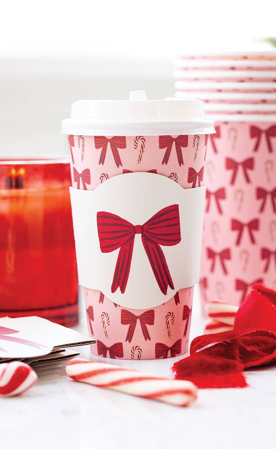 PLTG678J - Bows and Canes To Go Cups - themonogram manor 