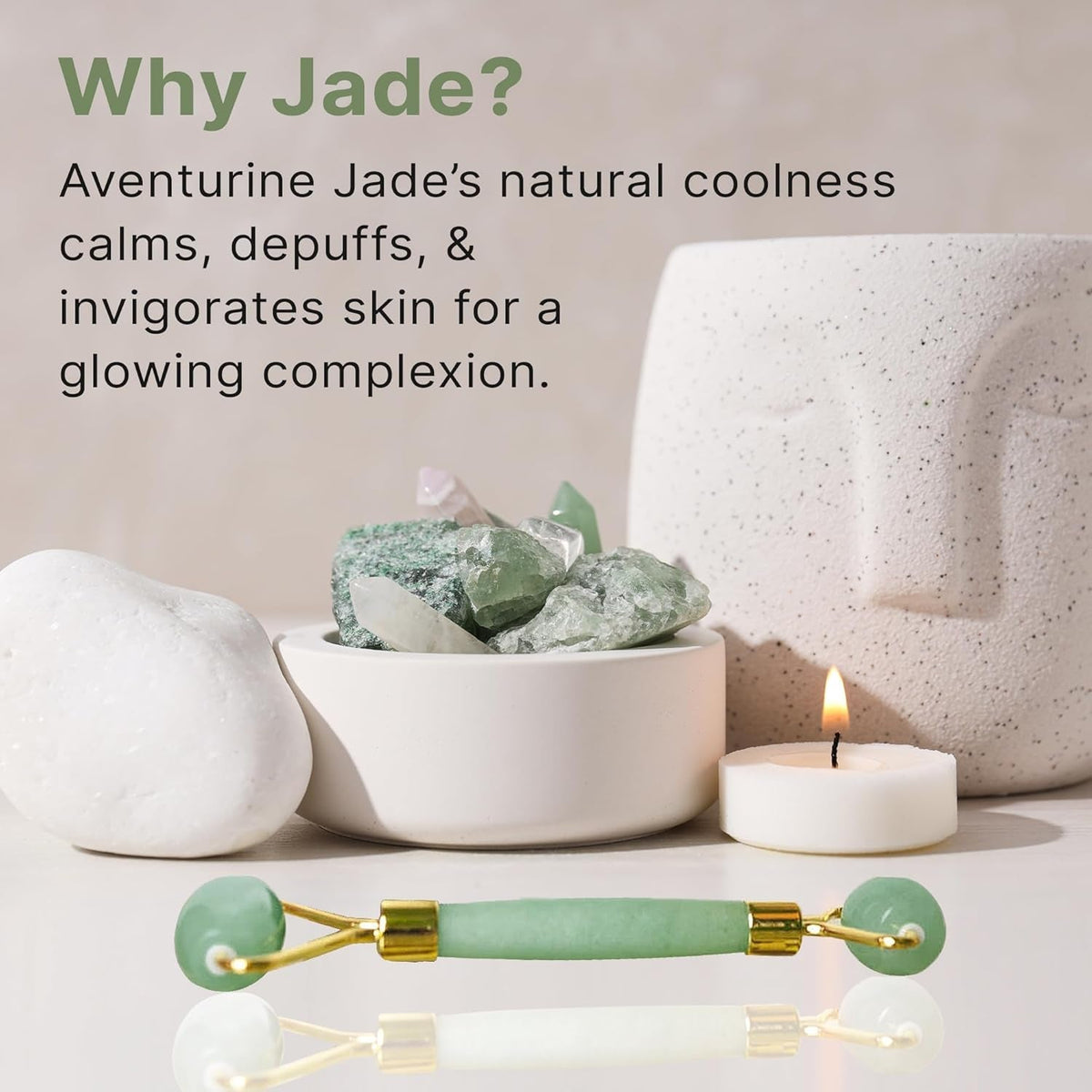 Jade Roller for Face - Smoothes Fine Lines & Wrinkles, Face Massager Skin Care Tools with Small Eye Roller for Puffy Eyes, De-Puffing & Firming Facial Tool, Self Care Gifts for Women - themonogram manor 