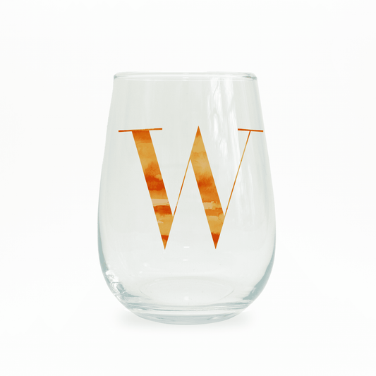 W Monogram Stemless Wine Glass - themonogram manor 