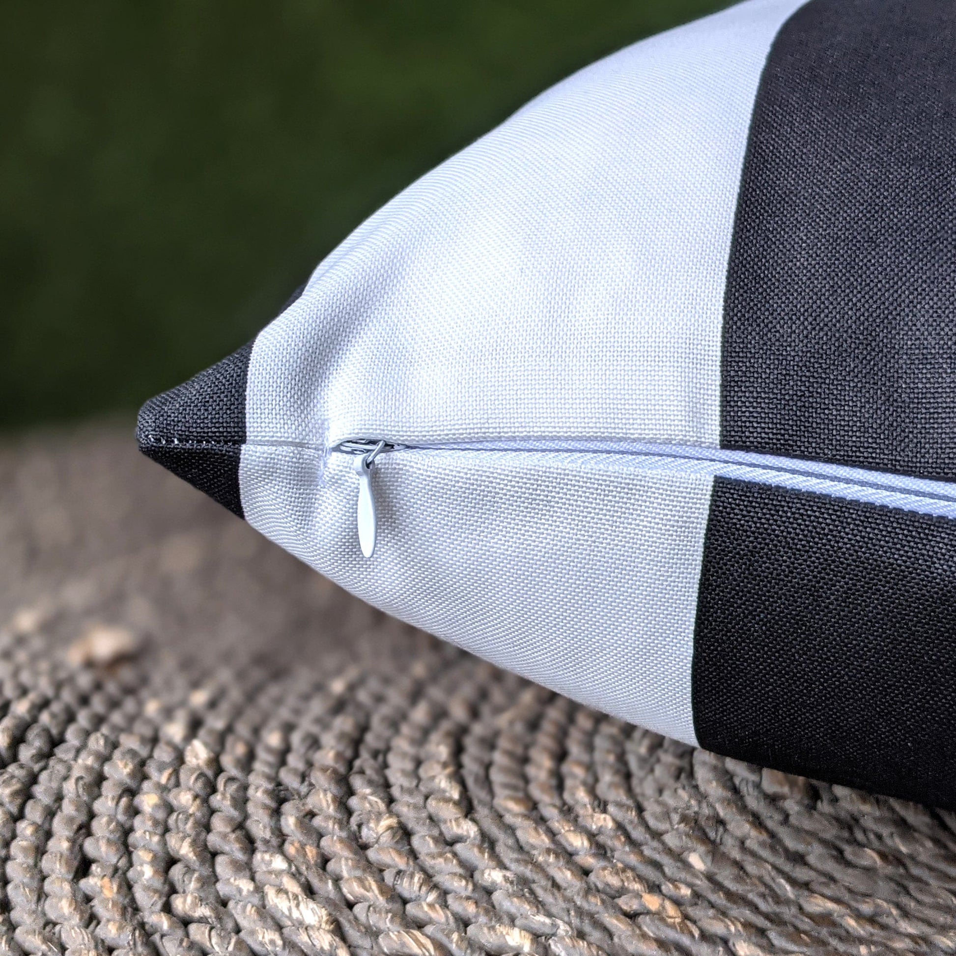 2 Pack Outdoor Pillow Covers | Black White Stripe | Compatible with IKEA Duvholmen and Kuddarna Cushions - themonogram manor 