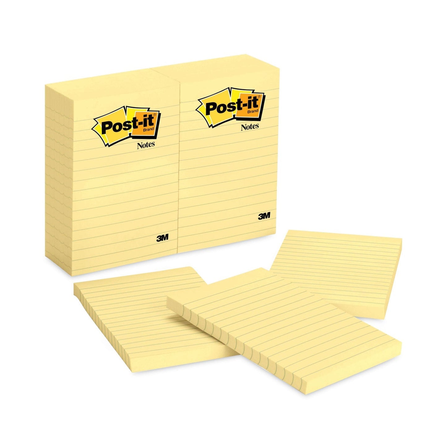 Post - it Original Pads in Canary Yellow, Note Ruled, 4" x 6", 100 Sheets/Pad, 12 Pads/Pack - themonogram manor 
