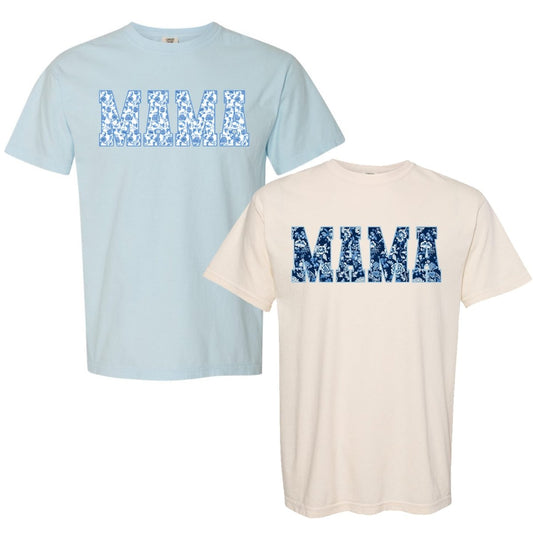 'Blue & White Chinoiserie Mama' T-Shirt - themonogram manor 