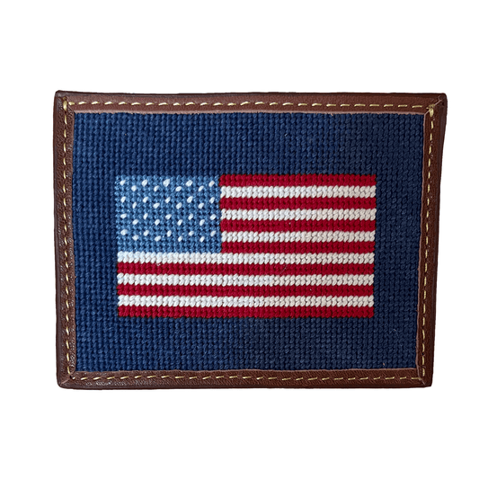 USA Flag Needlepoint Card Wallet - themonogram manor 