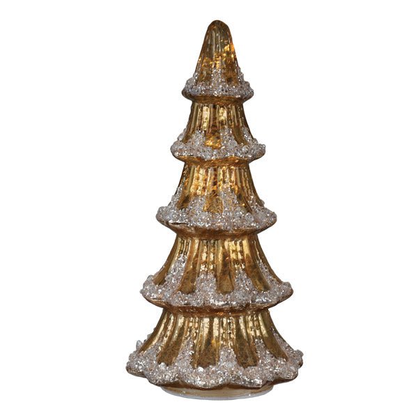 12" Lit Gold Mercury Glass Tabletop Tree - #themonogram manor #