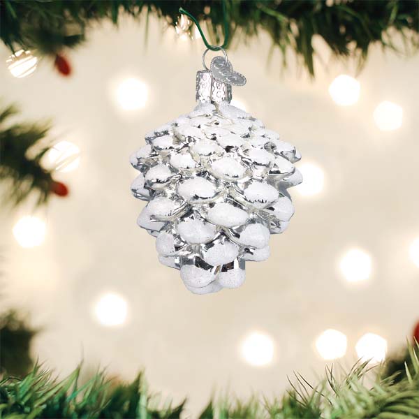 Snow - capped Silver Snowy Cone Ornament - themonogram manor 