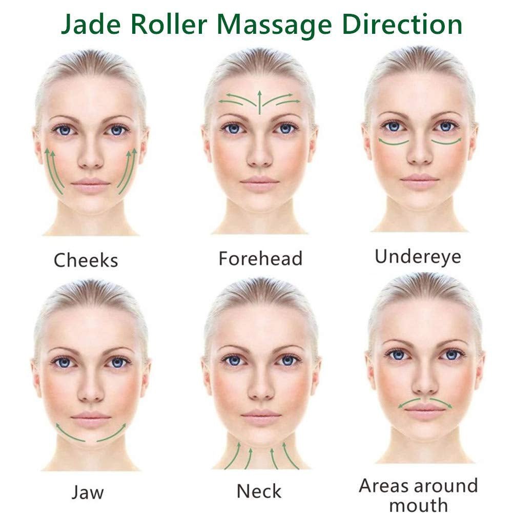 Gua Sha Facial Tools Jade Roller for Face - Facial Massage Tool for anti Aging Wrinkles and Skin Rejuvenate -100% Natural Jade Stone for Face Eyes (Jade Roller+Gua SHA) - themonogram manor 