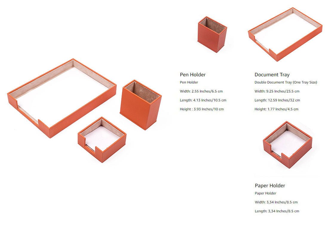 MOOG Leather Desk Set - 3 Accessories - Single Document Tray - Pink - 3 PCS - themonogram manor 