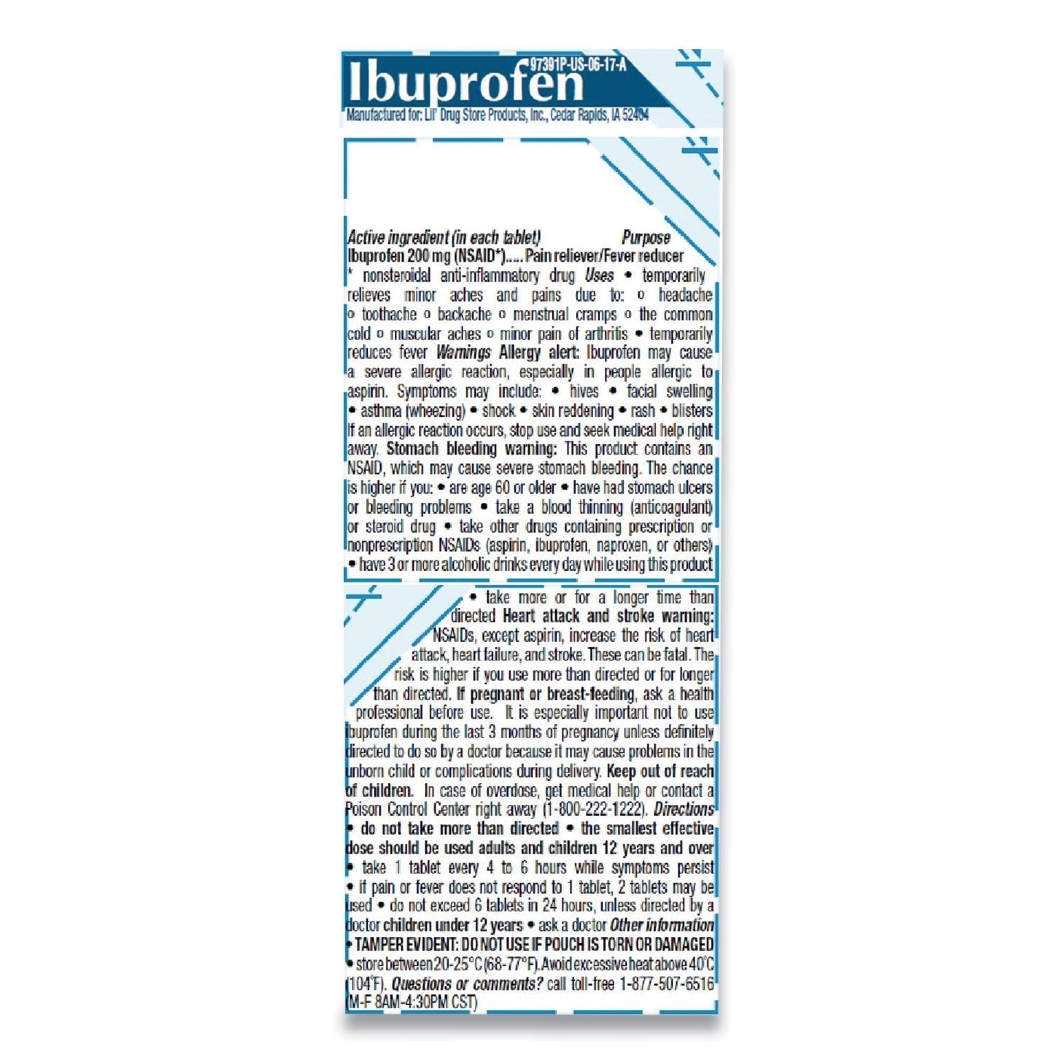 Lil' Drugstore Ibuprofen, 200 mg, Refill Pack, Two Tablets/Packet, 50 Packets/Box - themonogram manor 