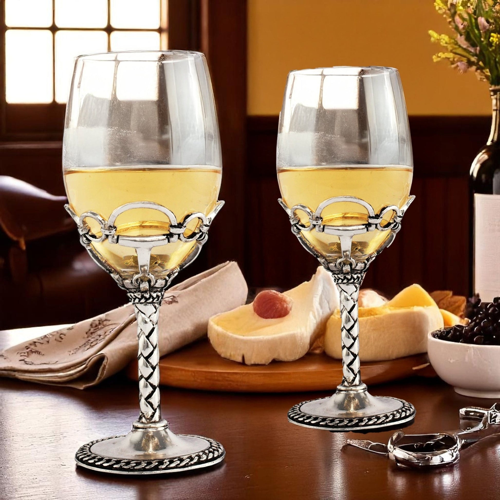 Equestrian Pair of Wine Glasses - themonogram manor 