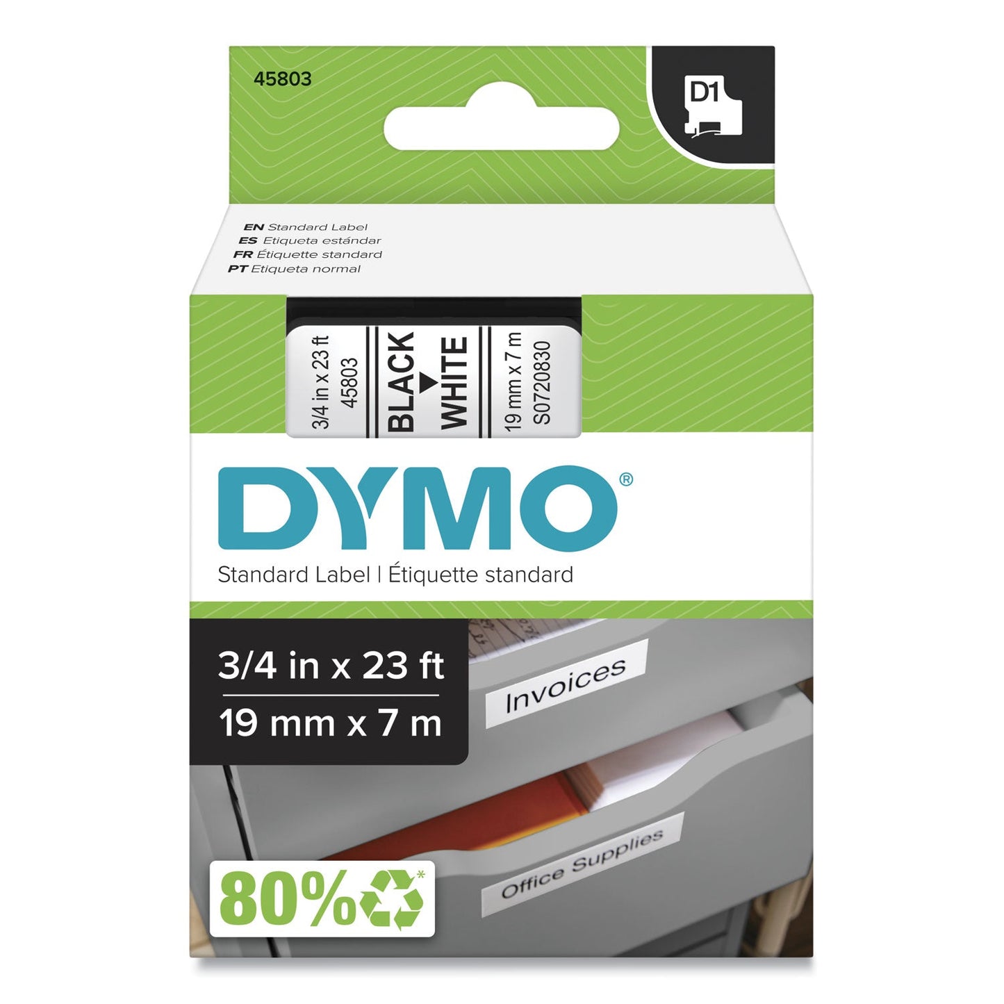 DYMO D1 High - Performance Polyester Removable Label Tape, 0.75" x 23 ft, Black on White - themonogram manor 