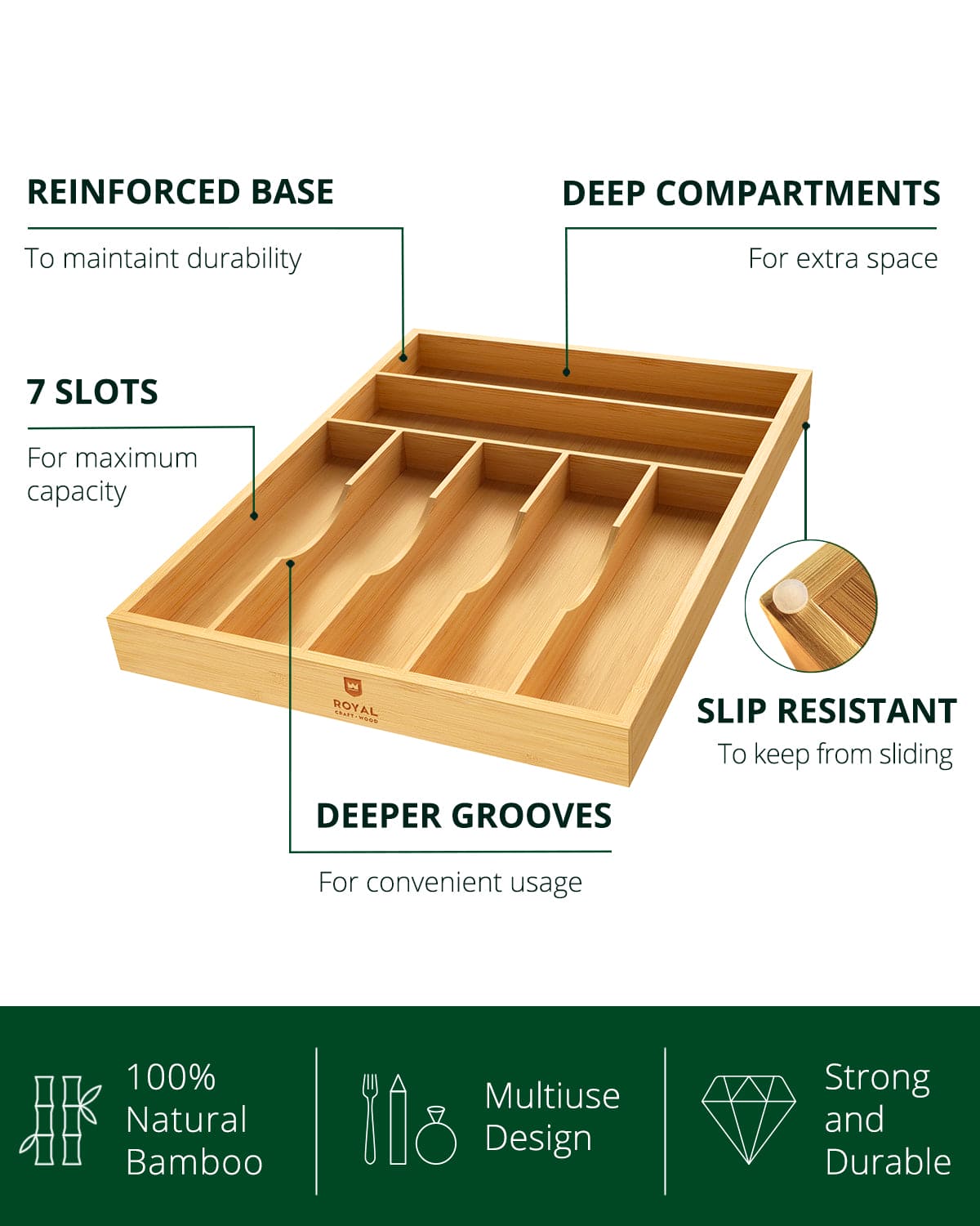 Basic Silverware Drawer Organizer, Natural - themonogram manor 