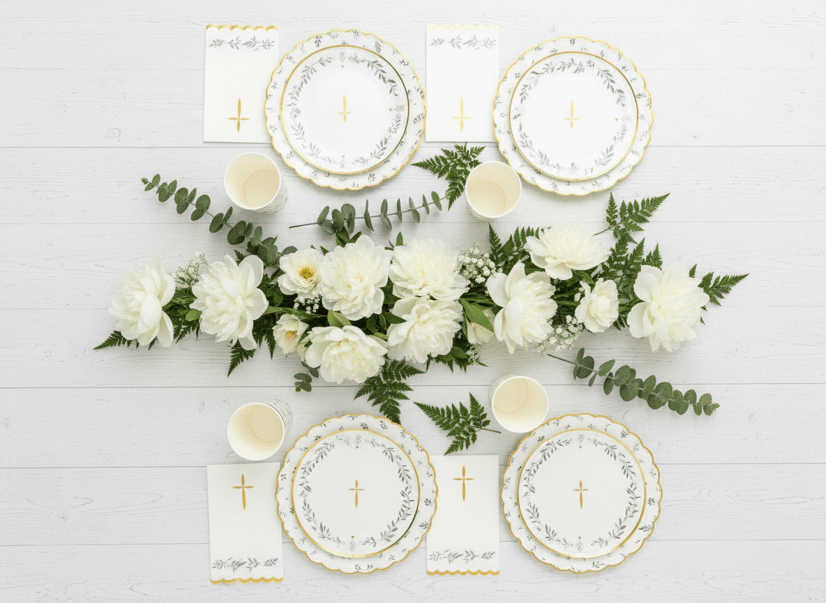 Religious Eucalyptus Dessert Plates 8" (Set of 8) - themonogram manor 