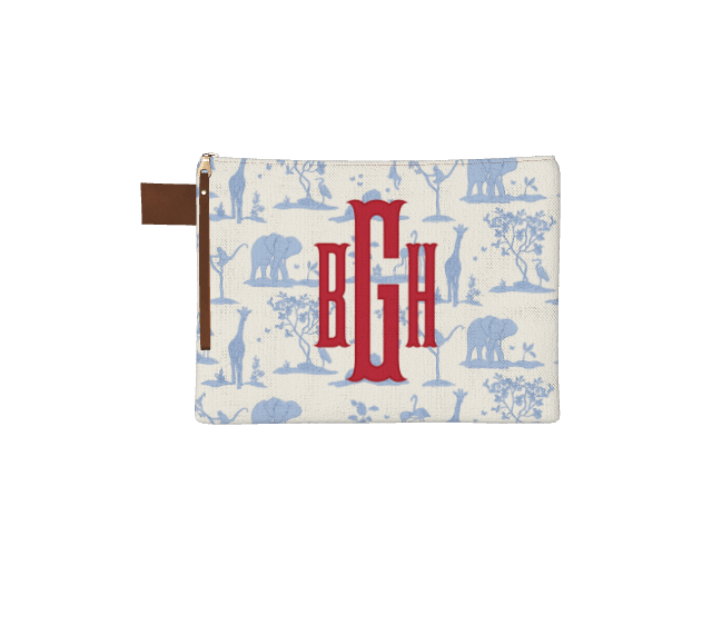 Zoo Toile Zipper Pouch - themonogram manor 