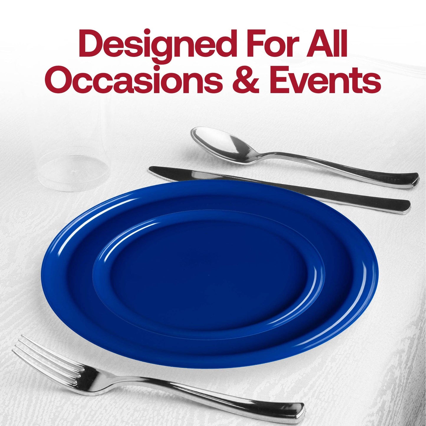 8.5" Blue Flat Round Plastic Appetizer/Salad Plates - 10 pcs - themonogram manor 