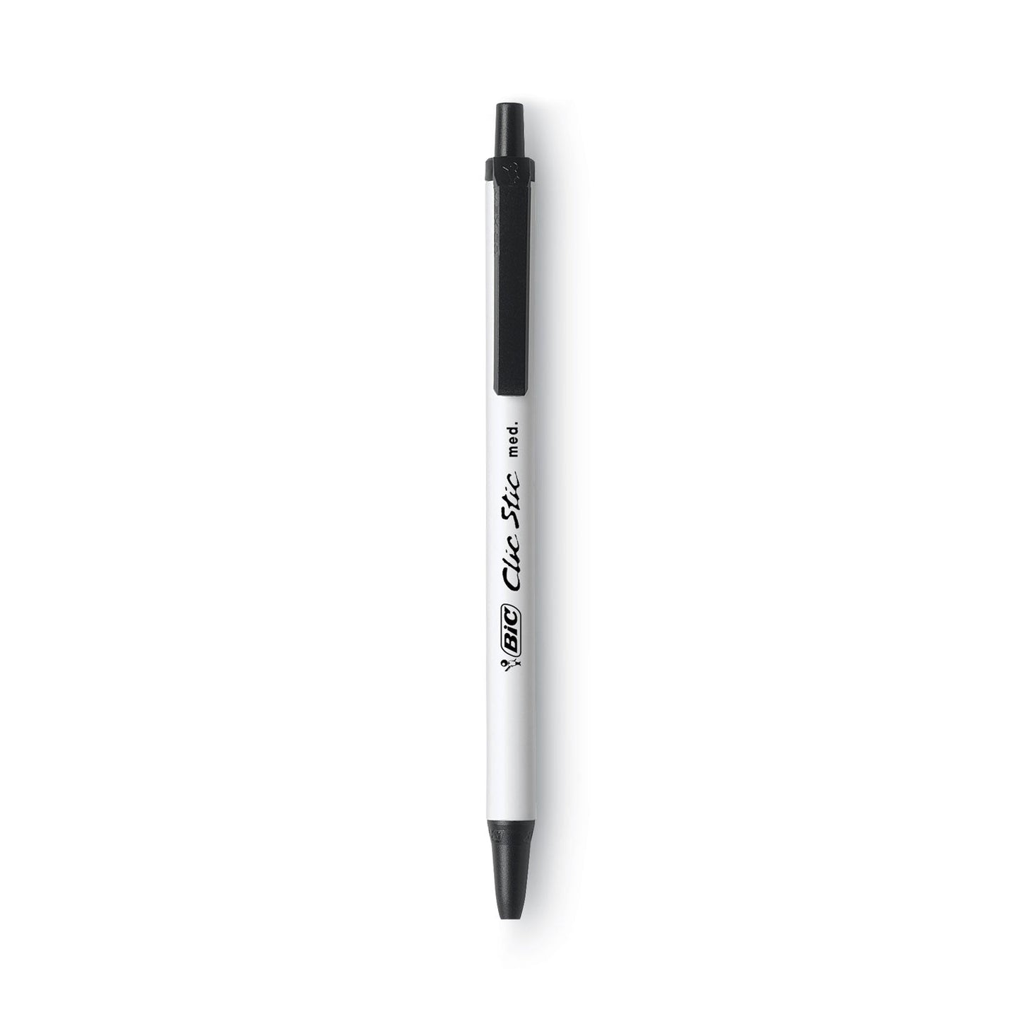 BIC Clic Stic Ballpoint Pen Value Pack, Retractable, Medium 1.2 mm, Black Ink, White Barrel, 60/Pack - themonogram manor 