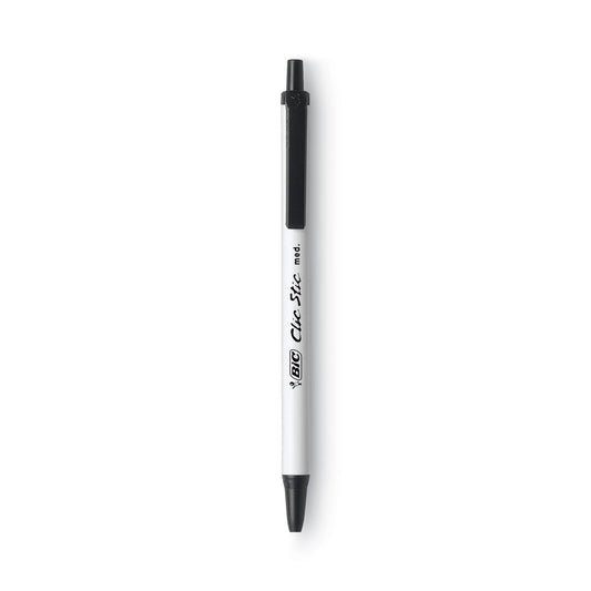 BIC Clic Stic Ballpoint Pen Value Pack, Retractable, Medium 1.2 mm, Black Ink, White Barrel, 60/Pack - themonogram manor 