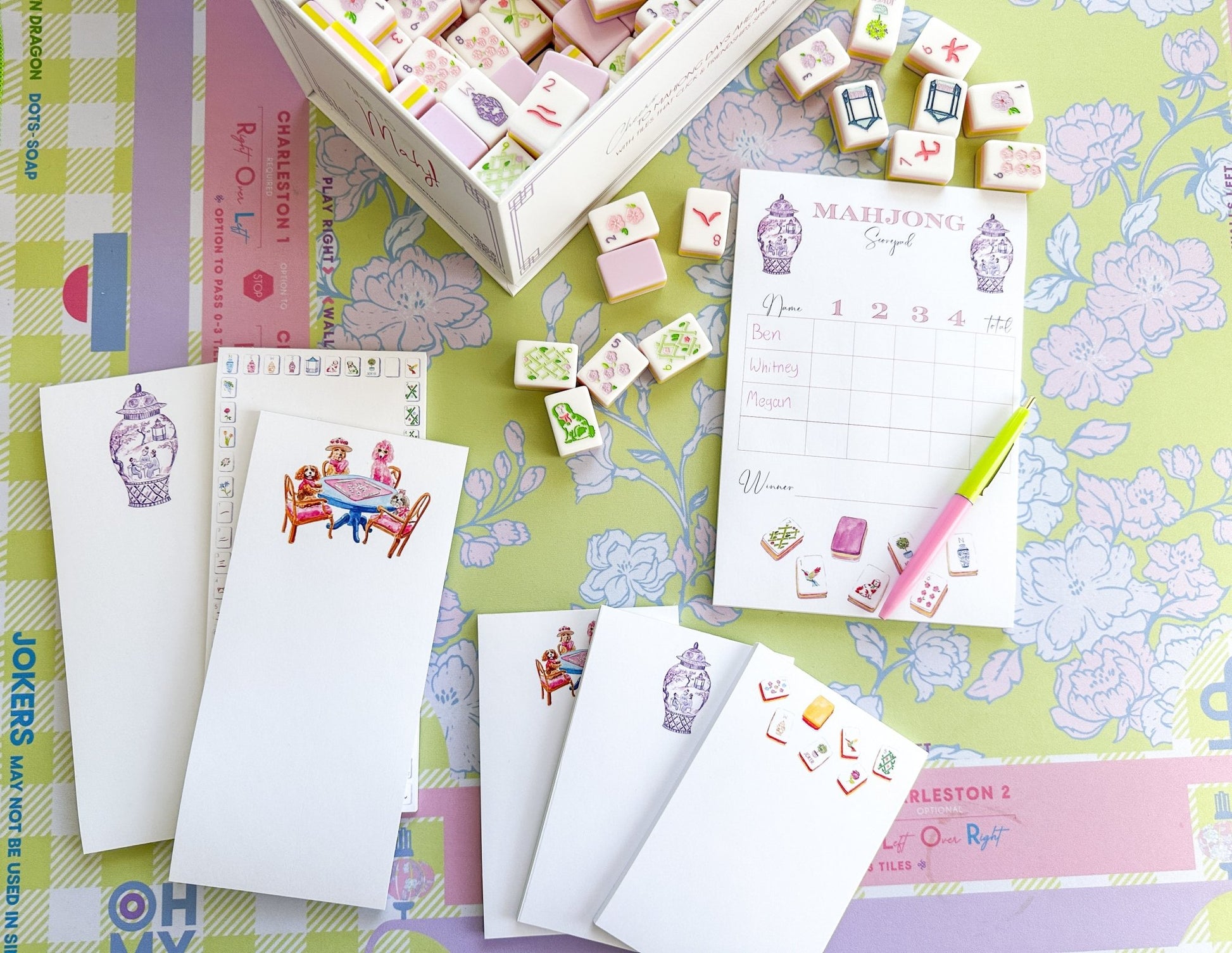 Dogs Playing Mahjong Listpad - themonogram manor 