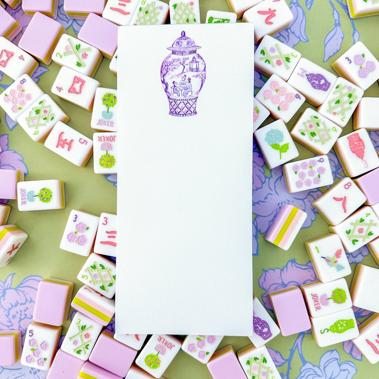 Purple Mahjong Ginger Jar Listpad - themonogram manor 