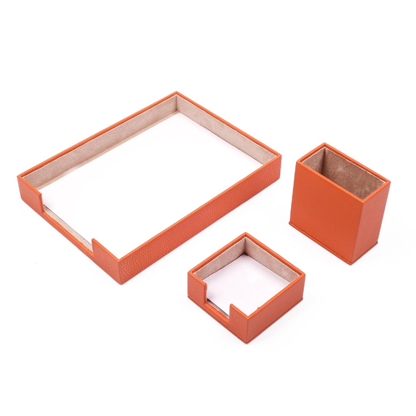 MOOG Leather Desk Set - 3 Accessories - Single Document Tray - Green - 3 PCS - themonogram manor 