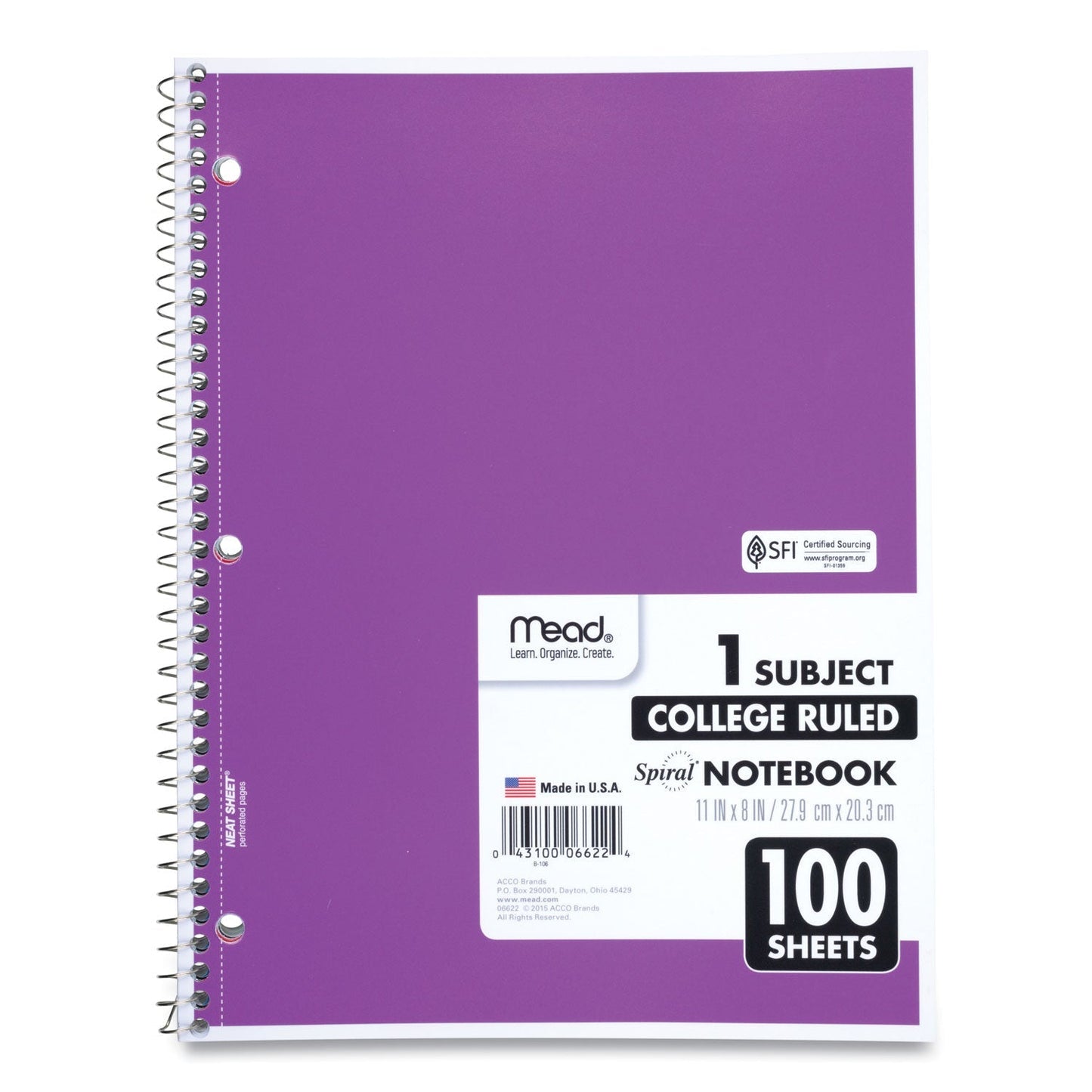 Mead Spiral Notebook, 3 - Hole Punched, 1 Subject, Medium/College Rule, Randomly Assorted Covers, 11 x 8, 100 Sheets - themonogram manor 