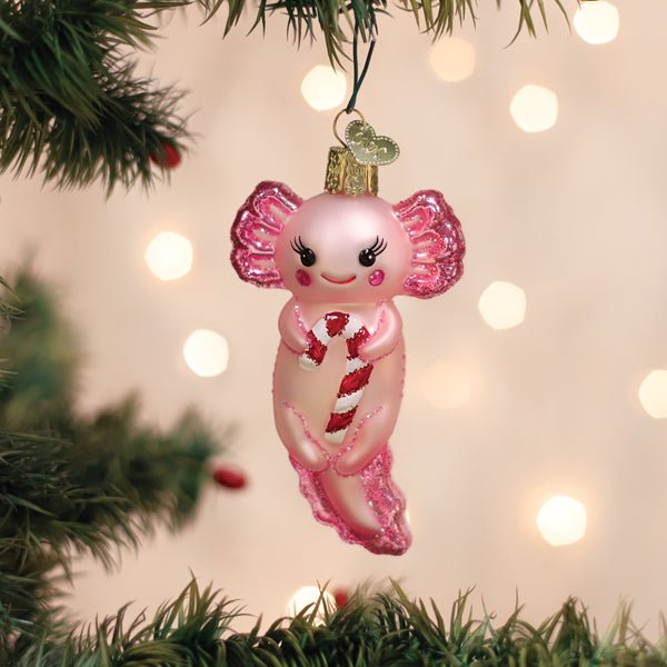 Axolotl With Candy Cane Ornament - themonogram manor 