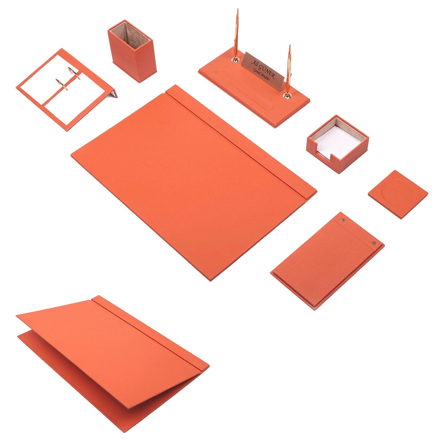 MOOG Leather Desk Set - Green - 9 PCS - themonogram manor 