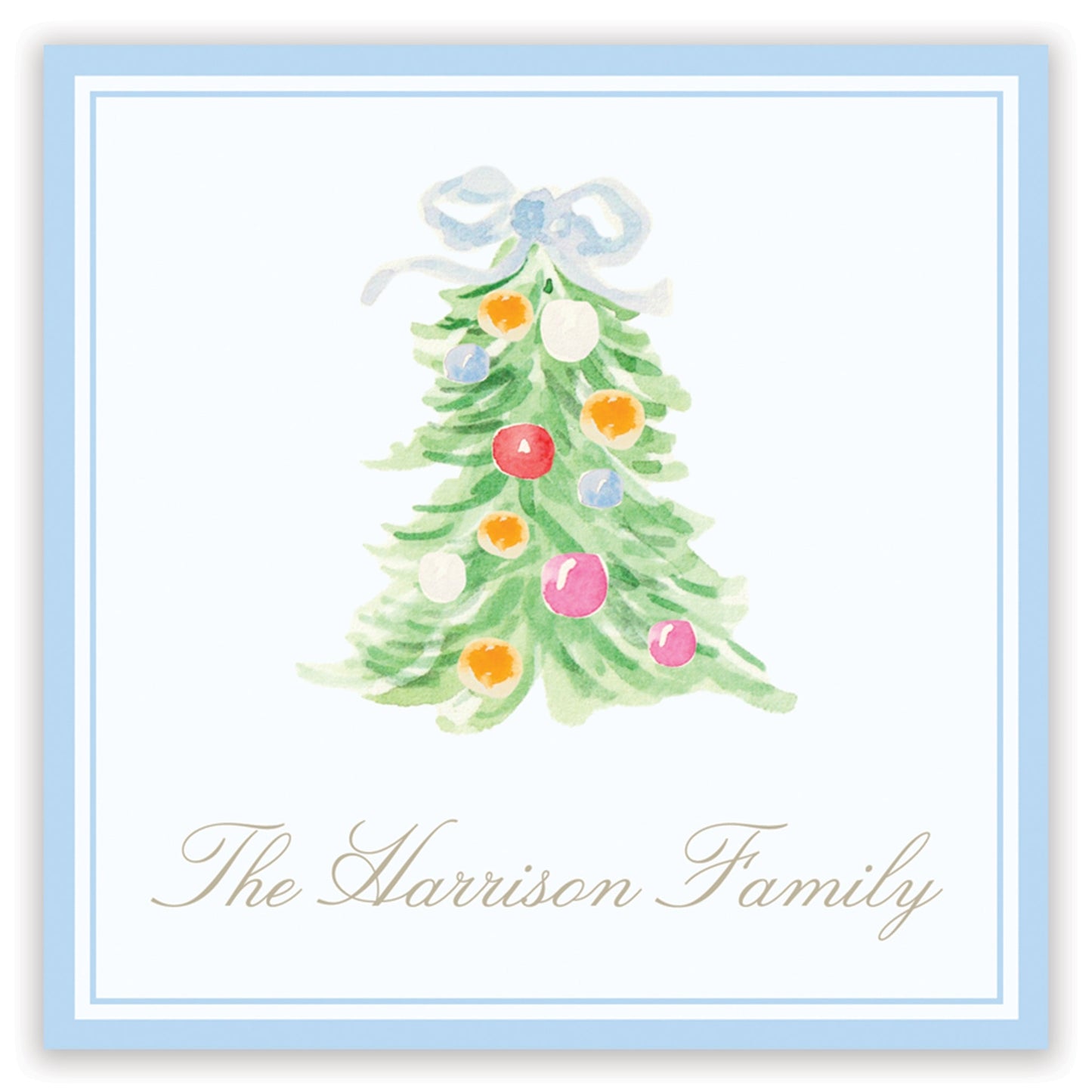 oh, christmas tree blue enclosure card - themonogram manor 
