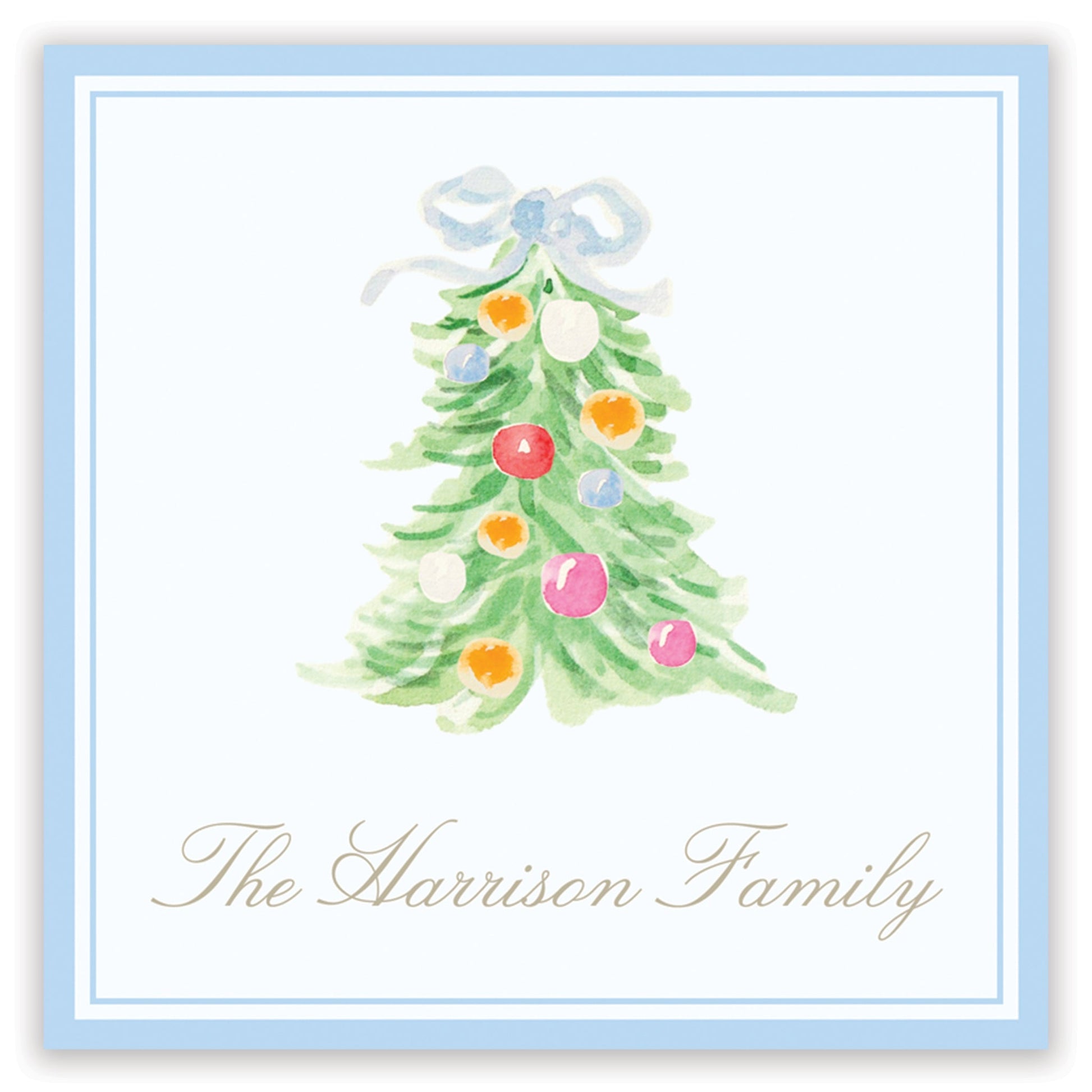 oh, christmas tree blue enclosure card - themonogram manor 