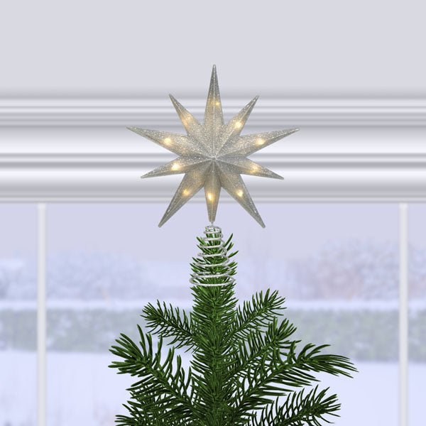 12" Lit Silver Glitter Star Tree Topper - #themonogram manor #