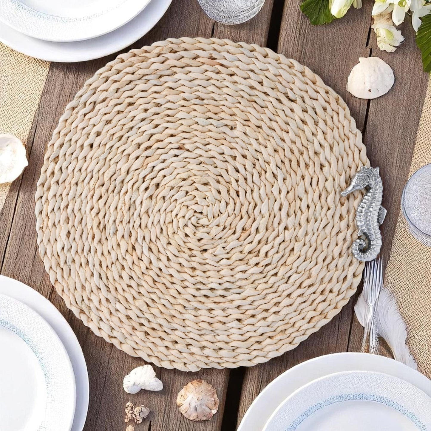 Sea Horse Twisted Seagrass Placemats - set of 4 - themonogram manor 
