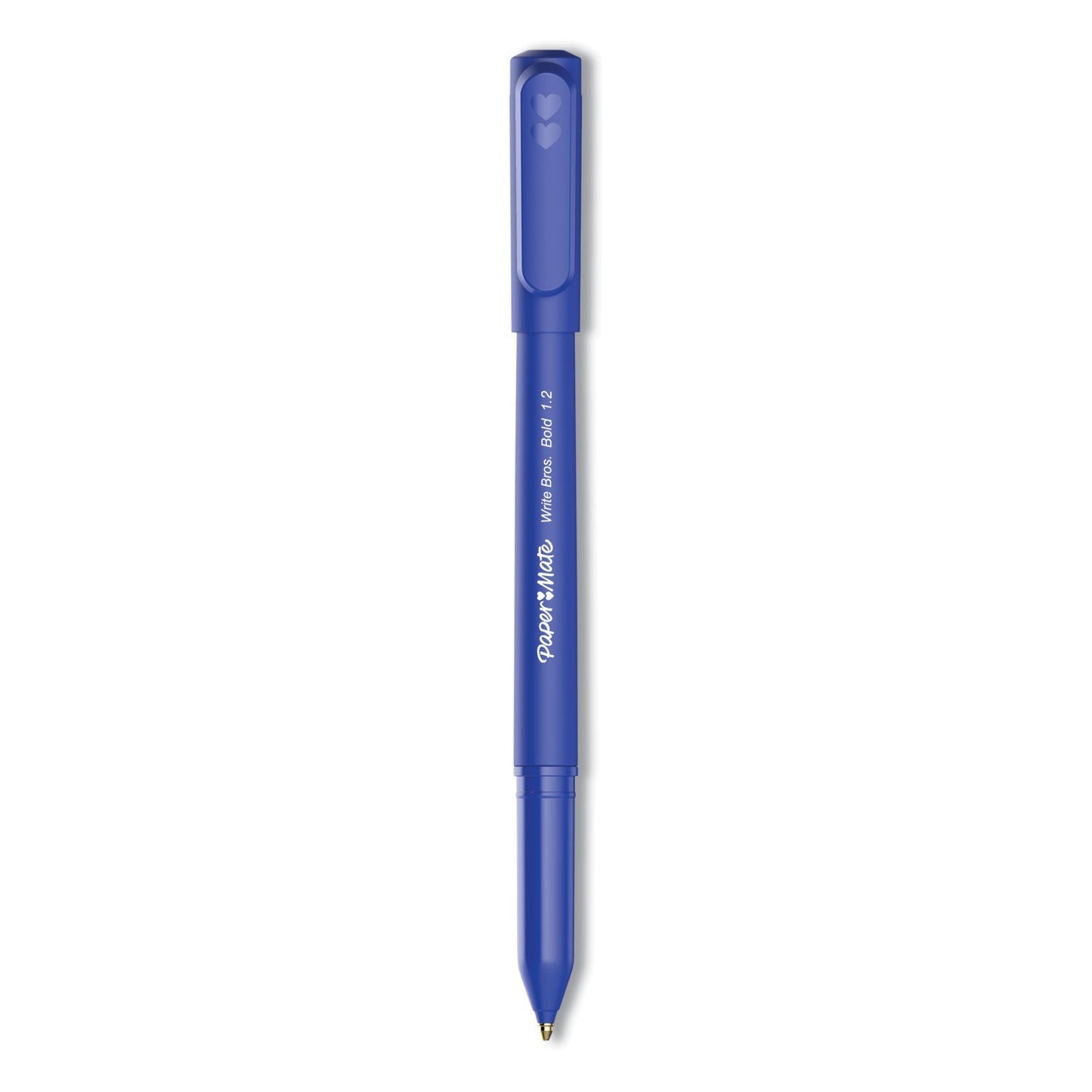 Paper Mate Write Bros. Ballpoint Pen, Stick, Bold 1.2 mm, Blue Ink, Blue Barrel, Dozen - themonogram manor 