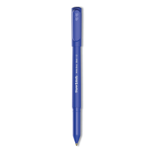 Paper Mate Write Bros. Ballpoint Pen, Stick, Bold 1.2 mm, Blue Ink, Blue Barrel, Dozen - themonogram manor 