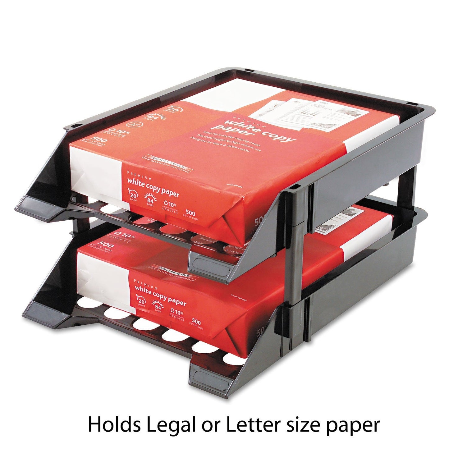 deflecto SuperTray Countertop Tray Set, 2 Sections, Letter to Legal Size Files, 11" x 14.88" x 2.5", Black, 2/Pack - themonogram manor 