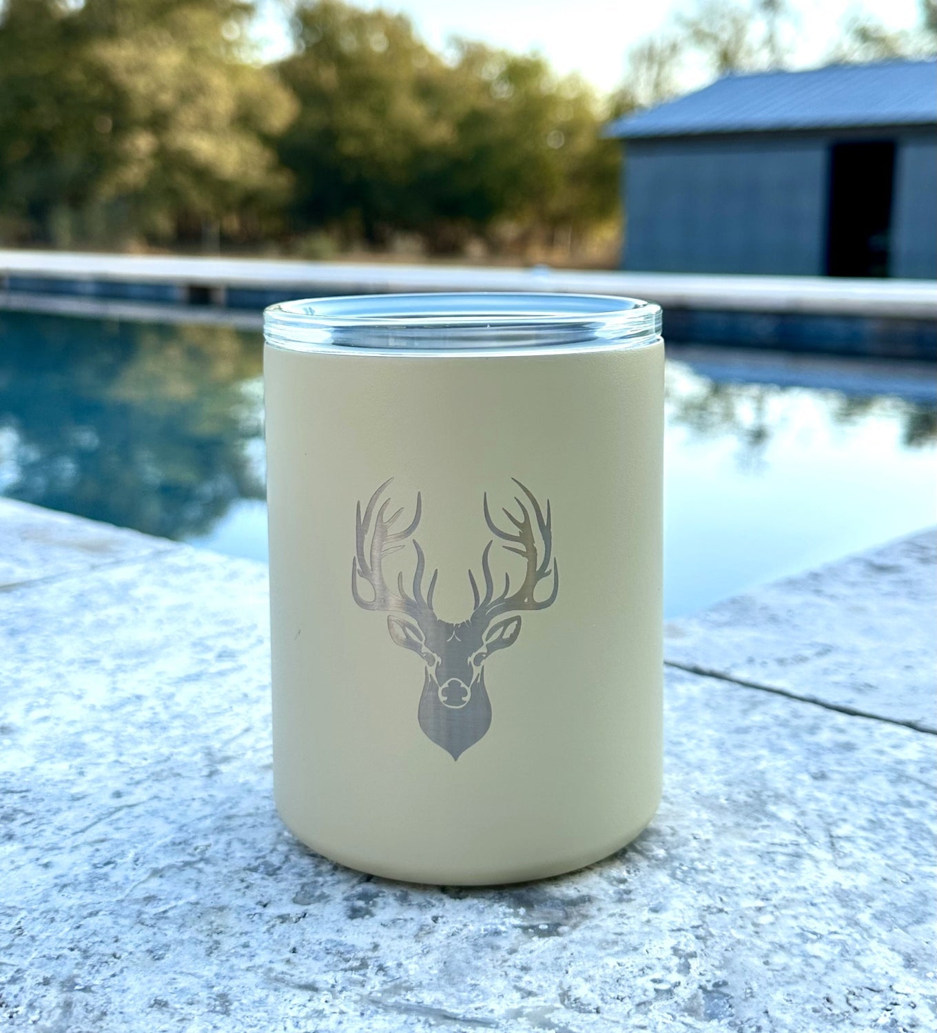 Limited Edition Deer Hunter Glass Lined Whiskey Glass in Khaki - themonogram manor 