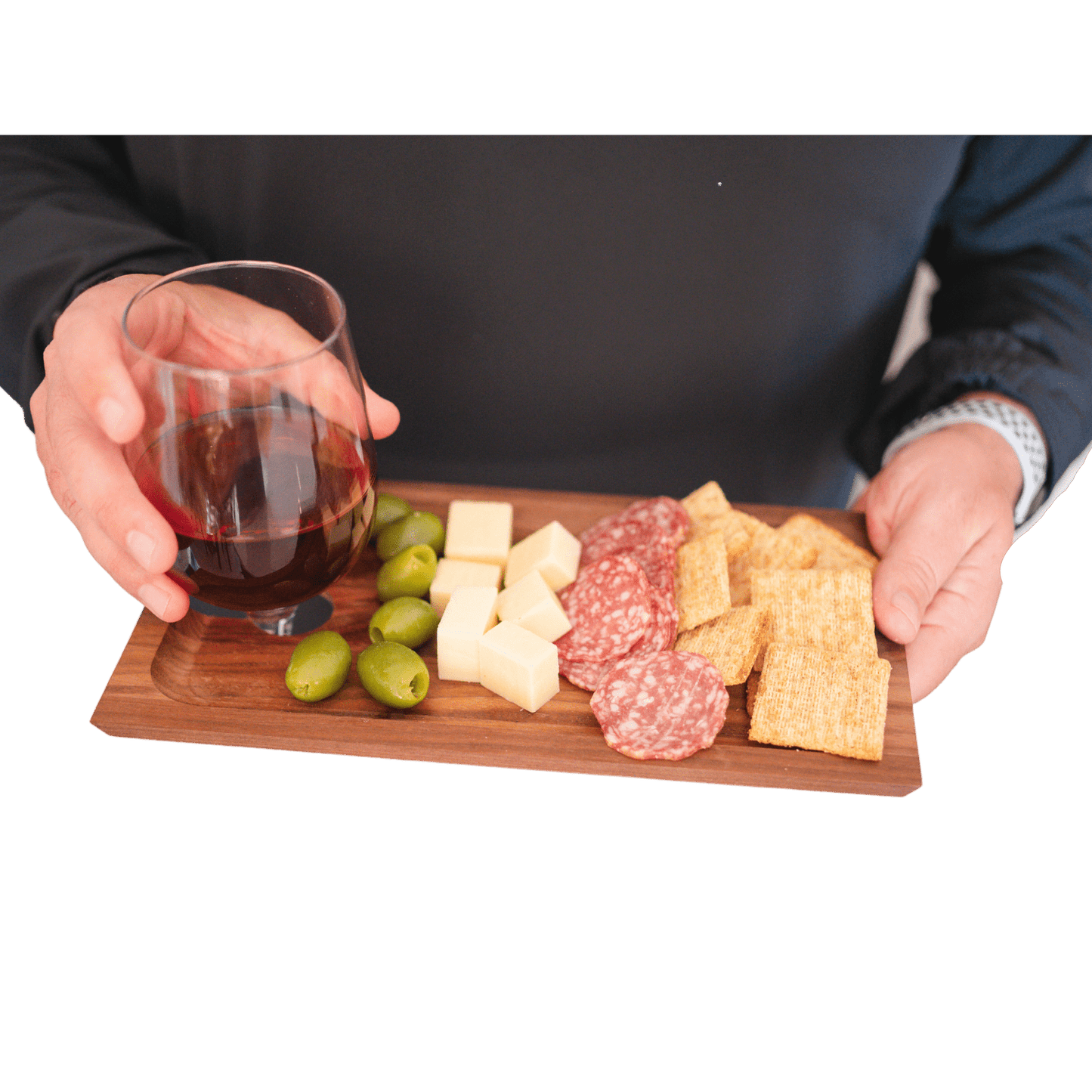 Charcuterie and Appetizer Tray with Wine Holder - 4PACK - Perfect for Parties and Small Gatherings - themonogram manor 