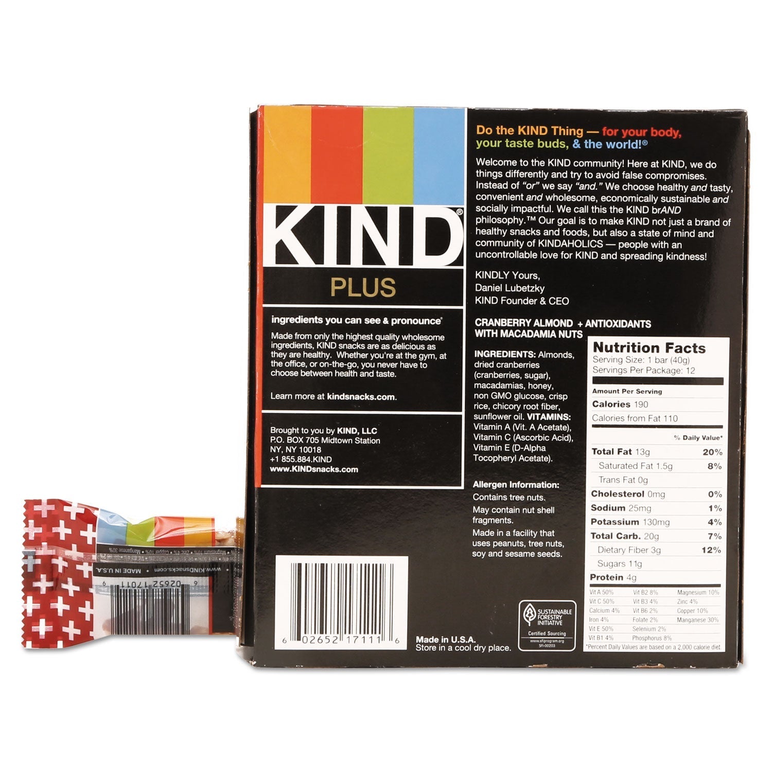 KIND Plus Nutrition Boost Bar, Cranberry Almond and Antioxidants, 1.4 oz, 12/Box - themonogram manor 