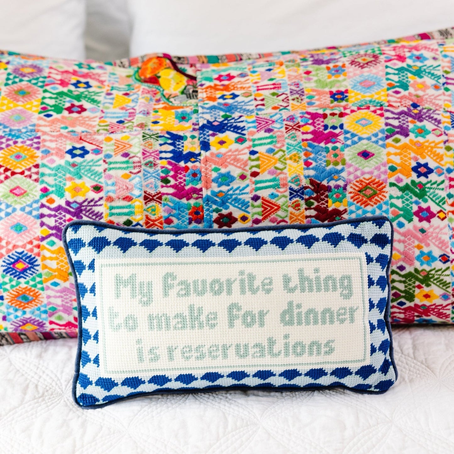 Reservations Needlepoint Pillow - themonogram manor 