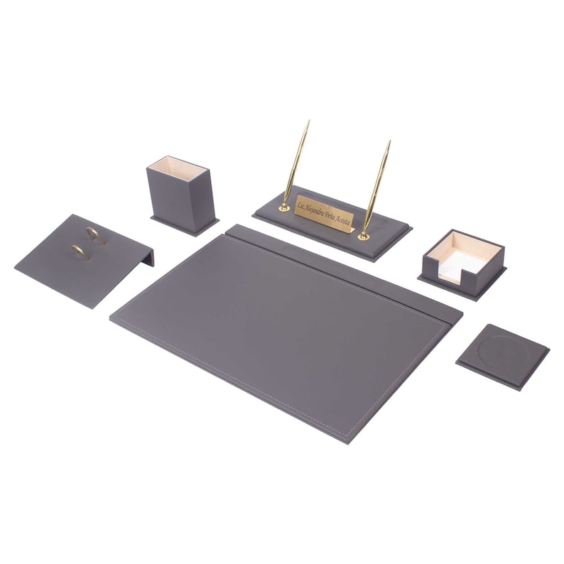 MOOG Leather Desk Set - 8 Accessories - Black - 8 PCS - themonogram manor 