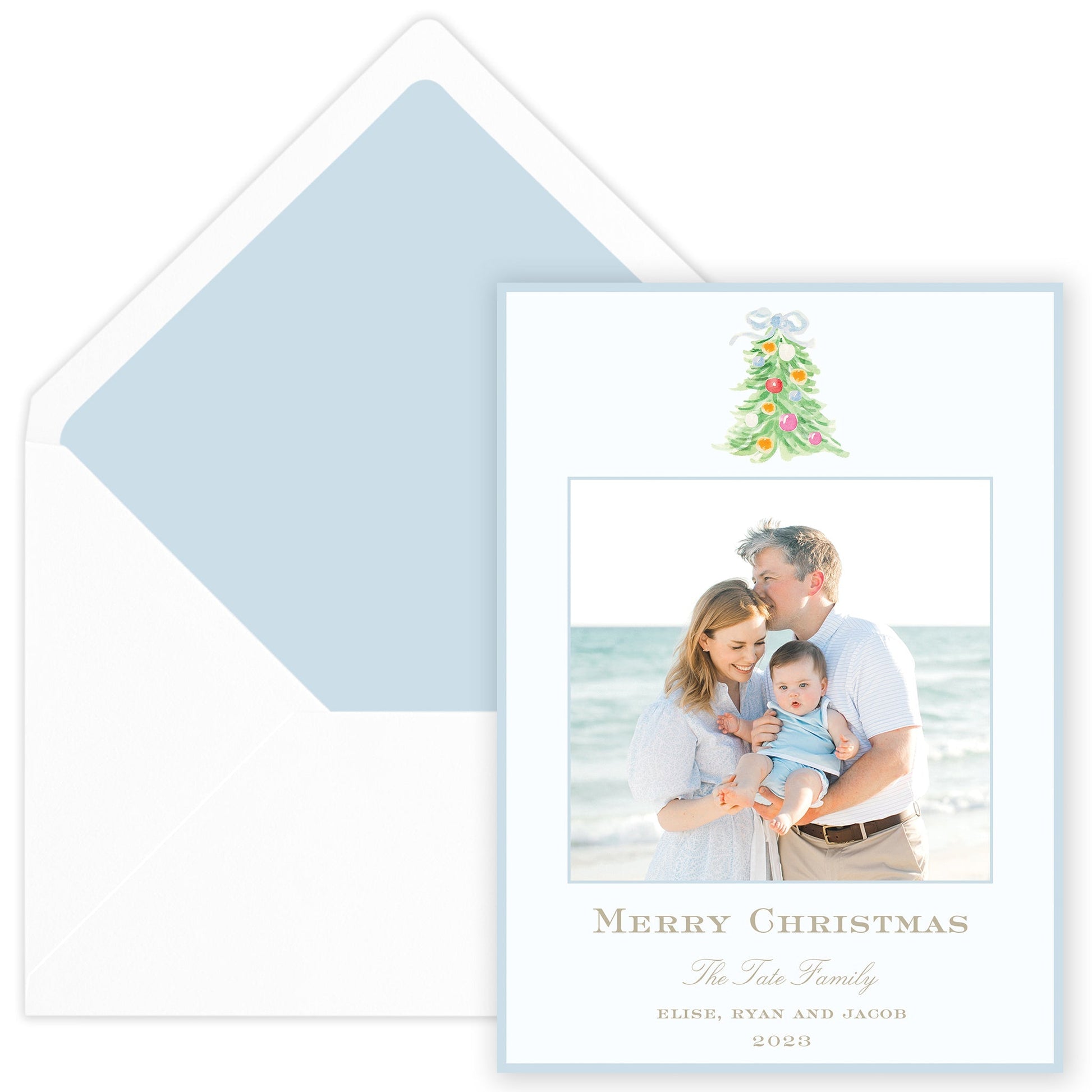 oh, christmas tree blue holiday card - themonogram manor 