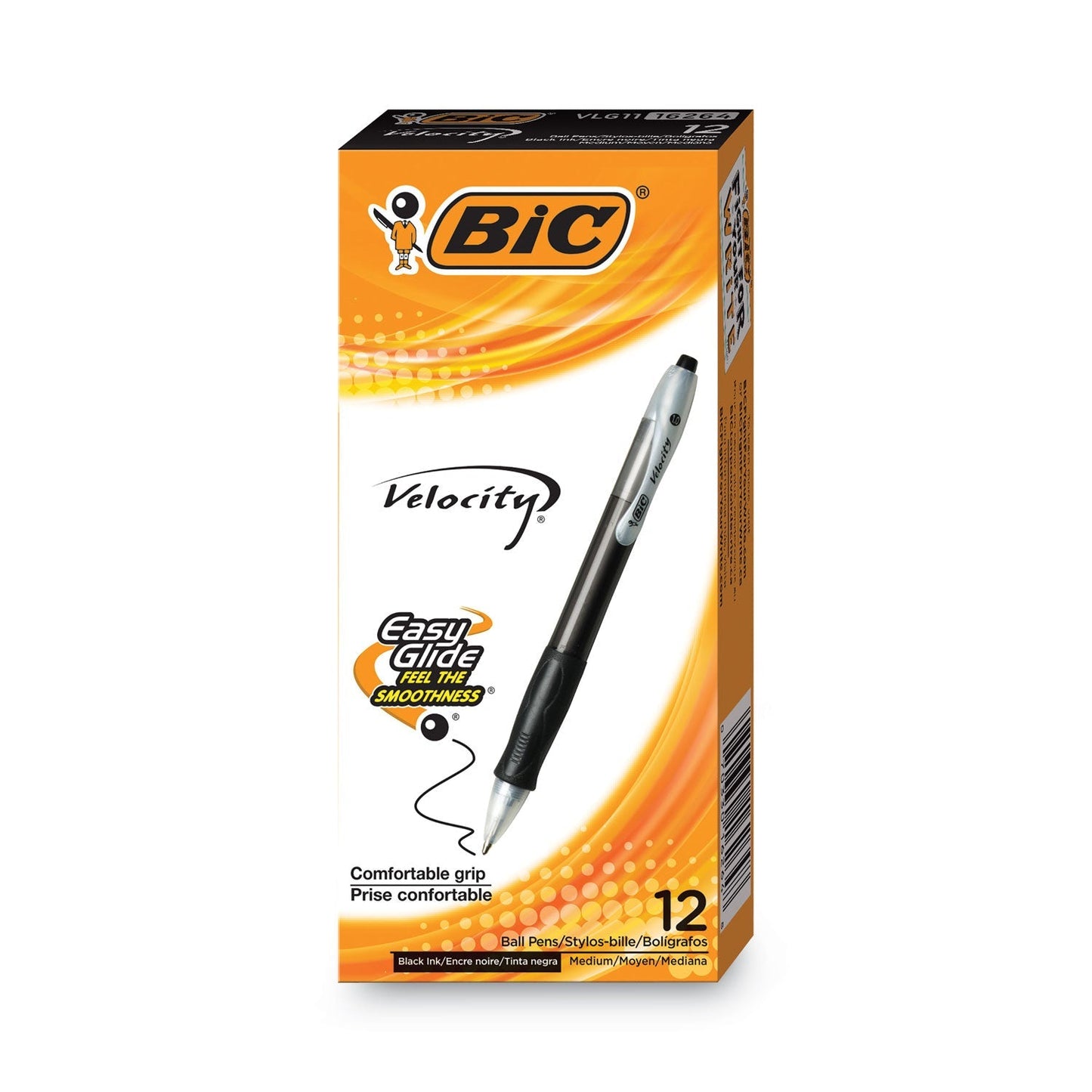 BIC Velocity Easy Glide Ballpoint Pen, Retractable, Medium 1 mm, Black Ink, Translucent Black Barrel, Dozen - themonogram manor 