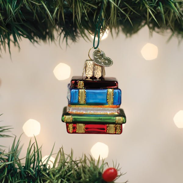 Mini Stack Of Books Ornament - themonogram manor 