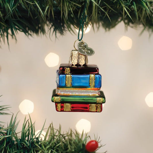 Mini Stack Of Books Ornament - themonogram manor 