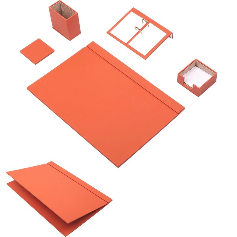 MOOG Leather Desk Set - 5 Accessories - White - 5 PCS - themonogram manor 