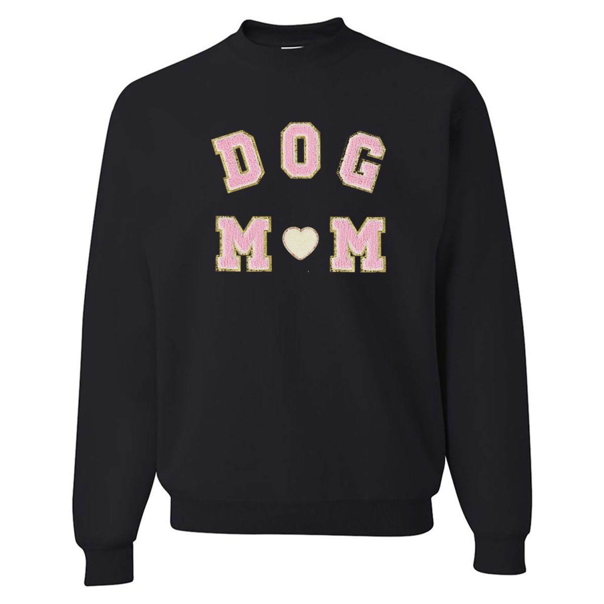 Dog Mom Letter Patch Crewneck Sweatshirt - themonogram manor 