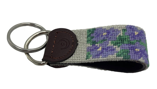 Key Fobs - Violet Flower Hand - stitched Needlepoint - themonogram manor 