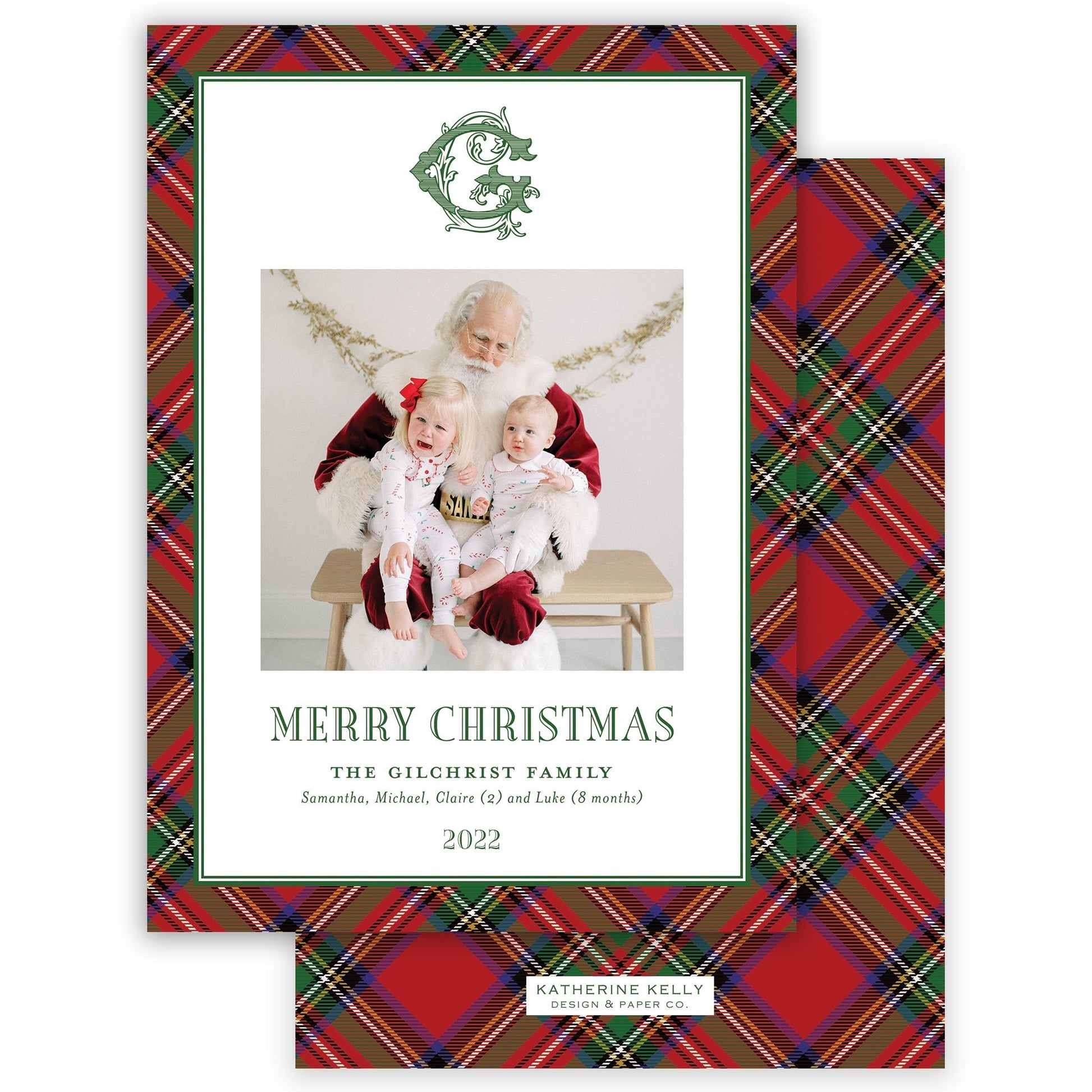 christmas tartan portrait holiday card - themonogram manor 