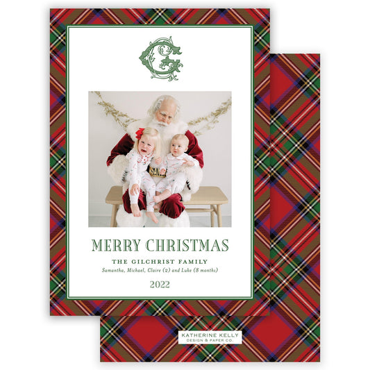 christmas tartan portrait holiday card - themonogram manor 